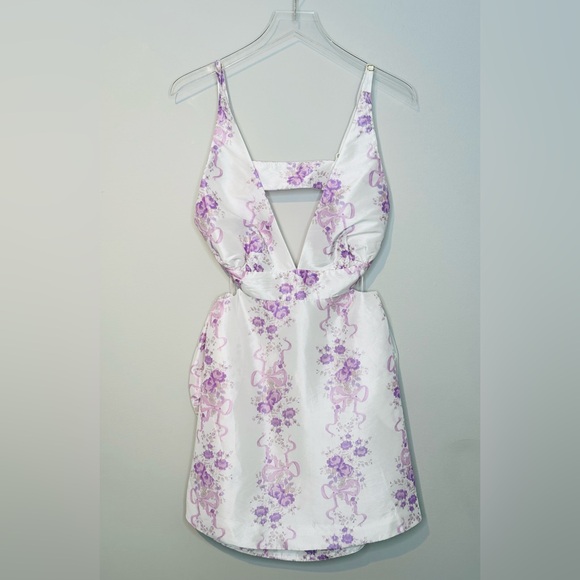 LoveShackFancy Till French Lilac White Sateen Bow Back Dress Size 12 NWT - Picture 14 of 16